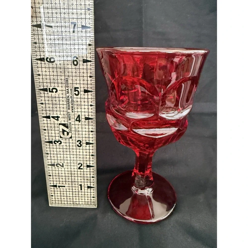 Red Ruby Glass Goblet Glossy Round Unisex Adults Drinkware Decorative 5.5 Inch